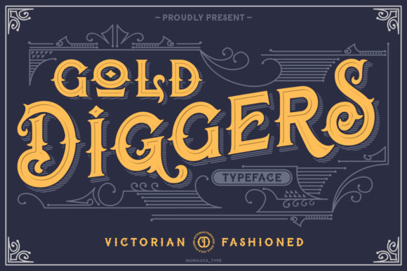 Gold Diggers Display Font for Vintage Craft Projects